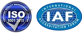 ISO 9001:2015 certified and IAF accreditation marks